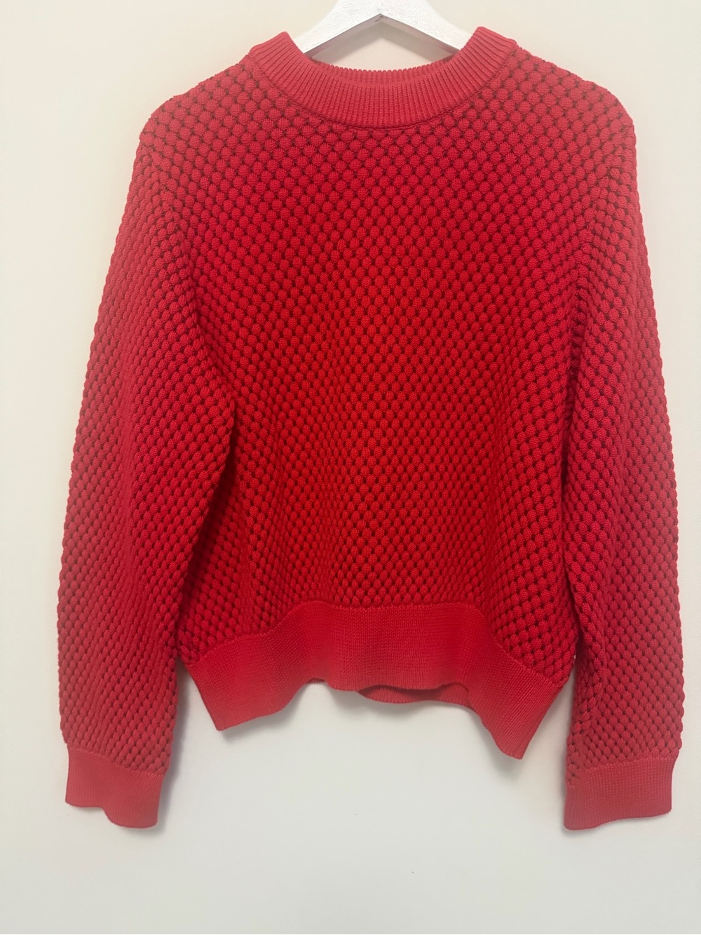 Levi’s Women’s Red Textured Knit Crewneck Sweater 100% Cotton XL